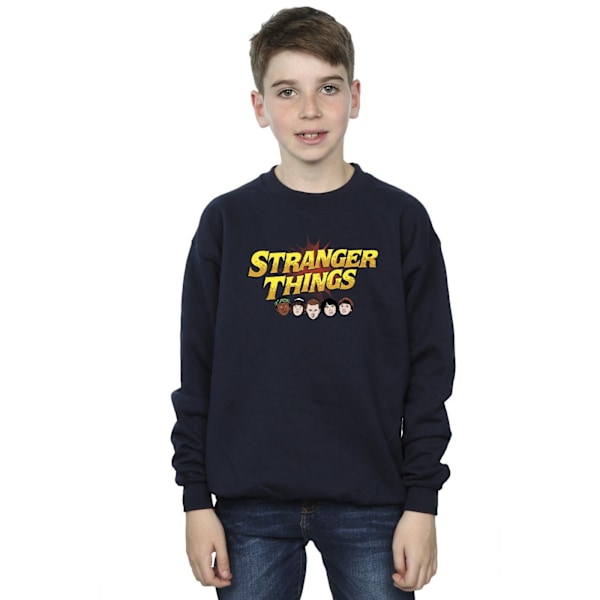 Netflix Boys Stranger Things Comic Heads Sweatshirt 12-13 år Navy Blue 12-13 Years