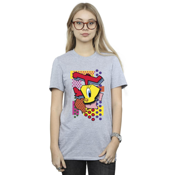 Looney Tunes Dam/Damer Tweety Pop Art Bomull Boyfriend T-Sh Sports Grey L