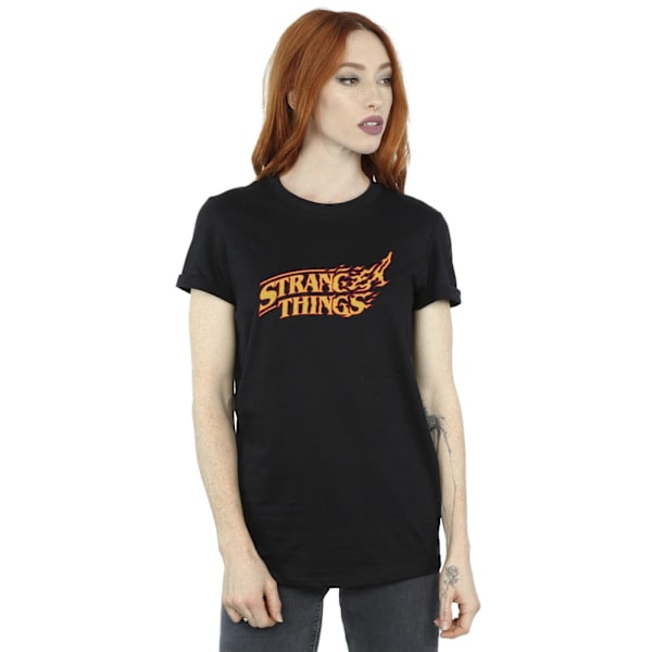 Netflix Dam/Kvinnor Stranger Things Logo Breaking Cotton Boyf Black XXL