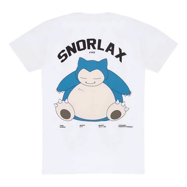 Pokemon Unisex Vuxen Snorlax Ryggtryck T-shirt S Vit White S