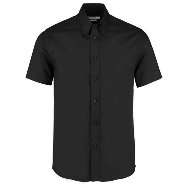 Kustom Kit Herr Premium Oxford skräddarsydd kortärmad skjorta 17i Black 17in