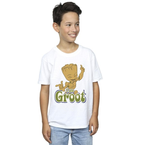 Guardians Of The Galaxy Boys Groot Dancing T-Shirt 7-8 år Vit White 7-8 Years
