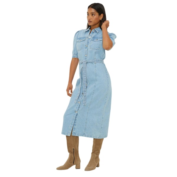 Dorothy Perkins Dam/Dam Denim Bälte Midi Skjorta Klänning 10 UK Mid Wash 10 UK