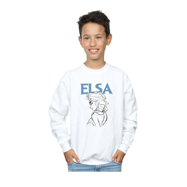 Disney Pojkar Frozen Elsa Profil Skiss Tröja 5-6 År Vit White 5-6 Years