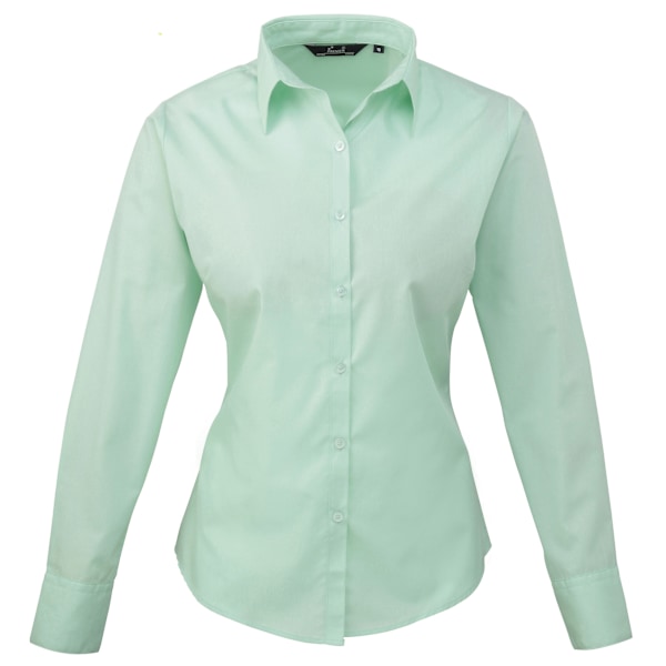 Premier Dam/Kvinnor Poplin Långärmad Blus 18 Aqua Aqua 18