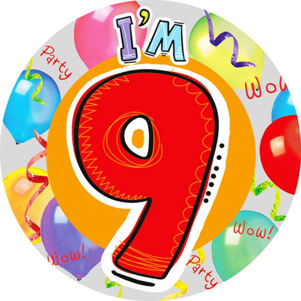 Expression Factory Childrens/Kids I Am 9 Today Giant Badge One Multicoloured One Size