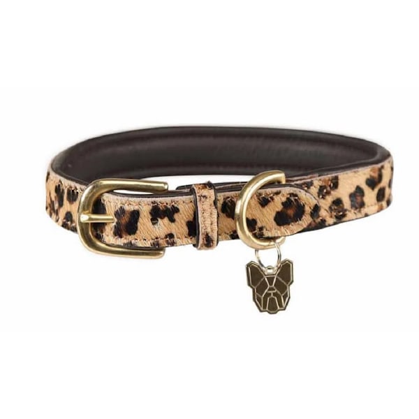 Digby & Fox Leopardskinn Ko Läder Hundhalsband XL - Hals Brown/Black XL - Neckline: 50cm-58cm