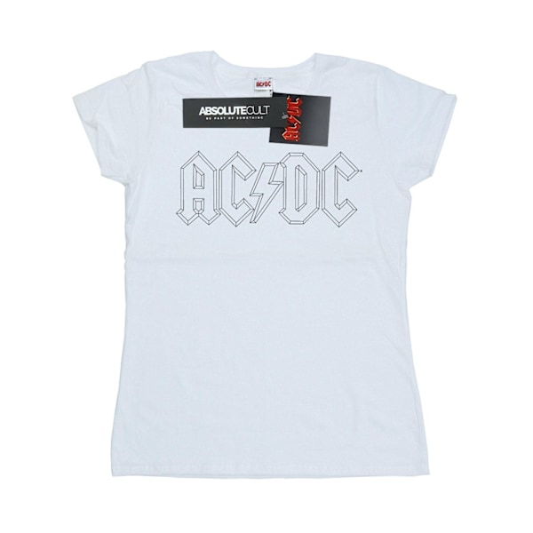 AC/DC Dam/Kvinnor Svart Konturlogotyp Bomull T-shirt M Vit White M