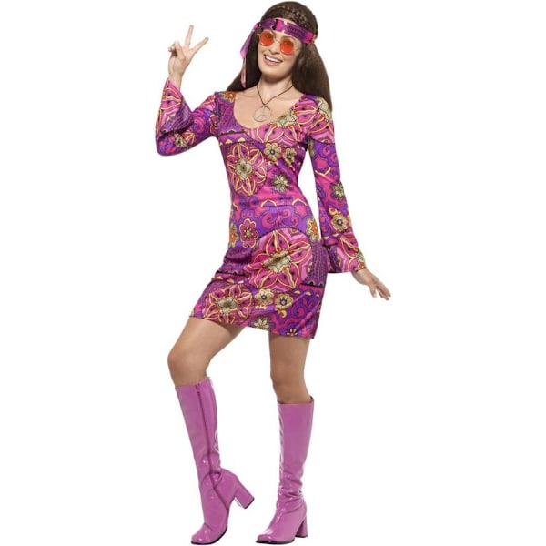 Smiffys Dam/Dam Woodstock Hippie Kostymset XL Flerfärgad Multicoloured XL