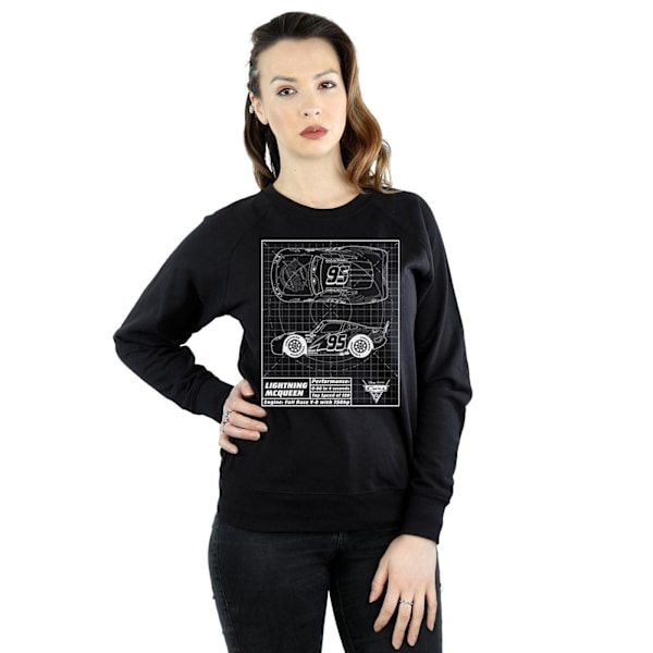 Disney Dam/Kvinnor Bilar Blixten McQueen Blueprint Sweatshirt Black M