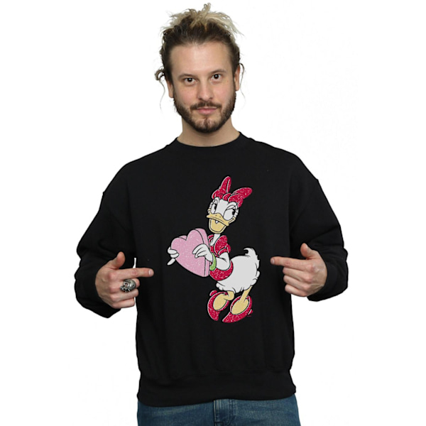 Disney Mens Daisy Duck Love Heart Sweatshirt S Vit White S