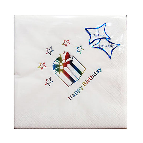 NPK Grattis på födelsedagen printed servetter (paket med 15 ) One Size W White One Size