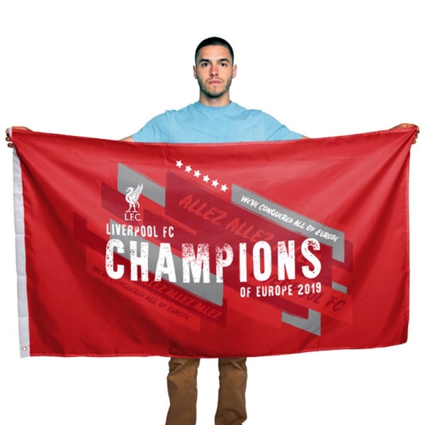 Liverpool FC Champions Of Europe Flagga One Size Röd Red One Size