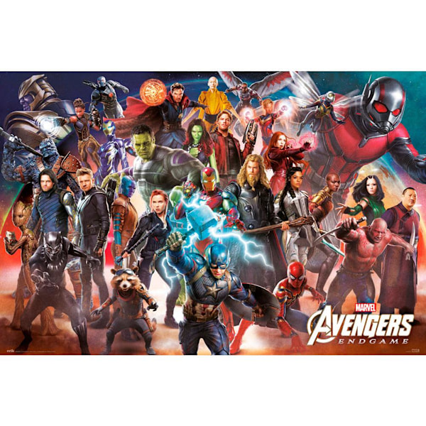 Avengers Endgame Line Up Poster En Storlek Flerfärgad Multicoloured One Size