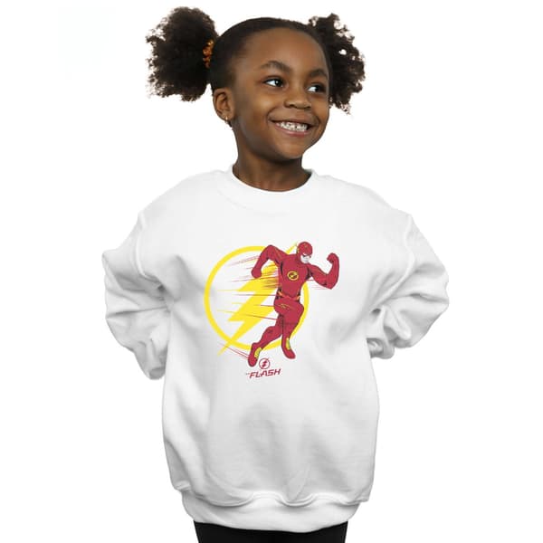 DC Comics Flickor The Flash Running Emblem Tröja 5-6 År Vit White 5-6 Years