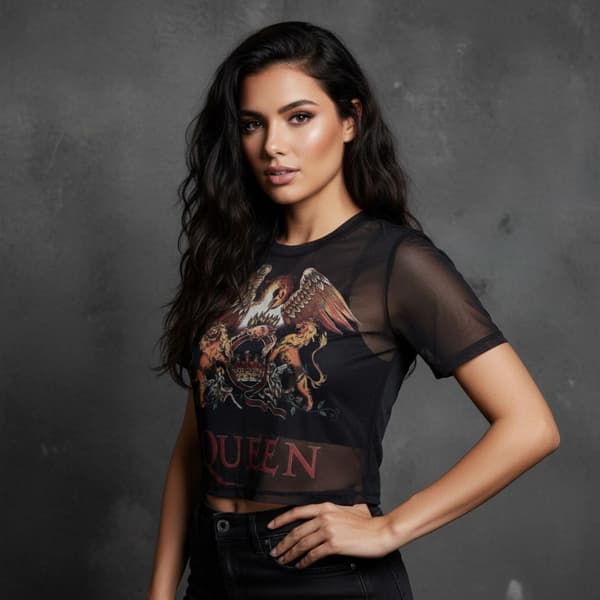 Queen Dam/Kvinnor Klassisk Crest Mesh Crop Top XL Marinblå Navy XL