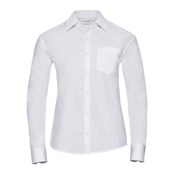 Russell Collection Dam/Damer Vanlig Bomull Poplin Lätt-Skötsel White 16 UK