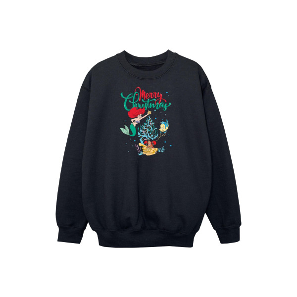 Disney Girls Princess Ariel Merry Christmas Sweatshirt 7-8 år Black 7-8 Years