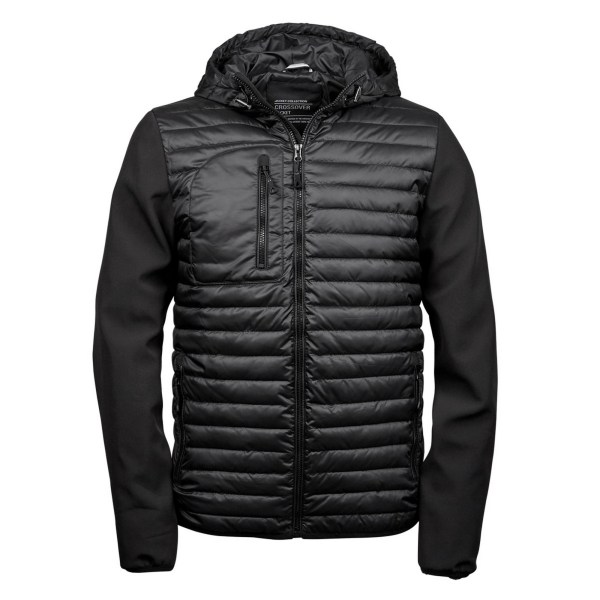 Teejays Mens Hooded Full Zip Crossover Jacket XL Svart Black XL