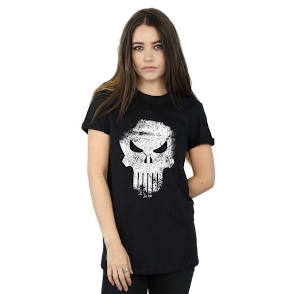 Marvel Dam/Damer The Punisher Distrressed Skull Bomull Boyfriend T-Shirt Black 3XL