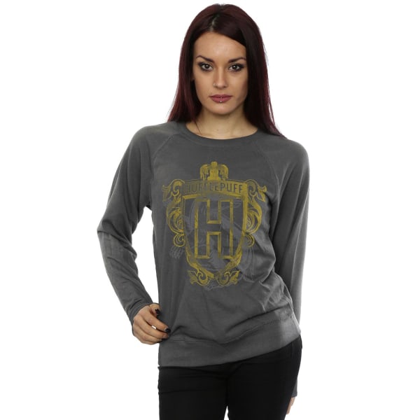 Harry Potter Dam/Kvinnor Hufflepuff Badger Crest Sweatshirt X Charcoal XL