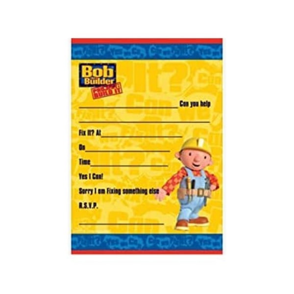 Byggaren Bob printed inbjudningar (paket med 12) One Size Yello Yellow/Blue One Size