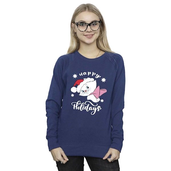 Disney Dam/Kvinnor The Aristocats Happy Holidays Sweatshirt 5 Navy Blue 5XL