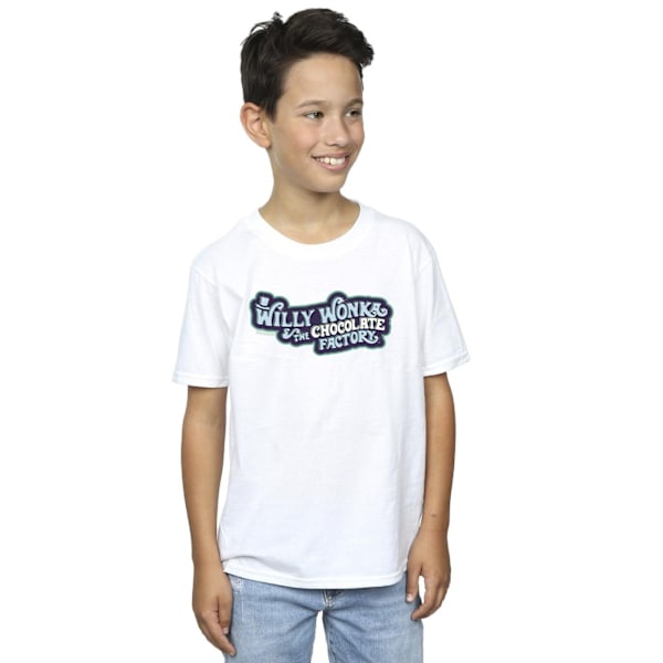 Willy Wonka Boys Chocolate Factory Logo T-Shirt 9-11 år Vit White 9-11 Years