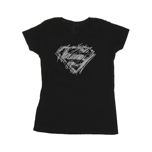 DC Comics Dam/Kvinnor Superman Logo Sketch Bomull T-shirt S B Black S