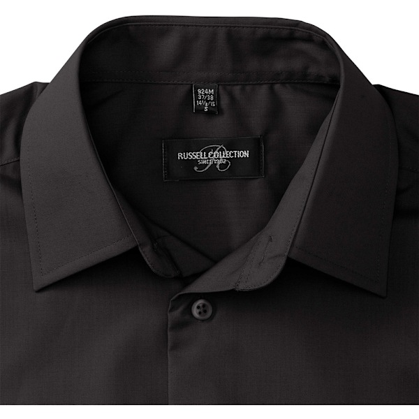 Russell Collection Herr Långärmad Poly-Cotton Easy Care Skräddarsydd Poplin Black L