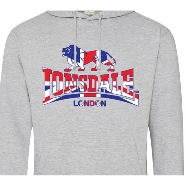 Lonsdale Herr Union Jack Logotyp Hoodie L Grå Grey L