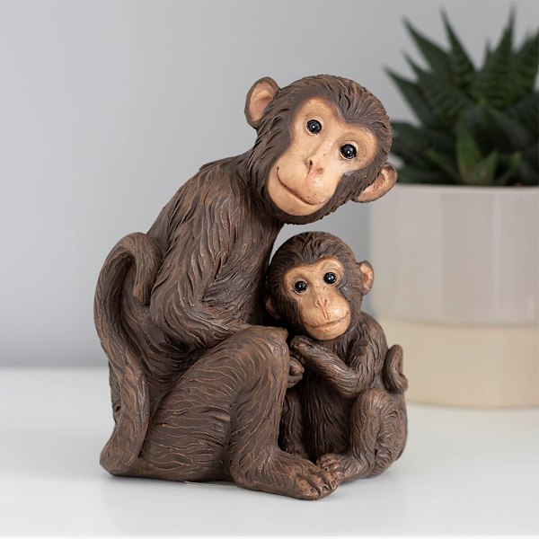 Något Annorlunda Apa Mamma Och Baby Prydnad En Storlek Br Brown One Size