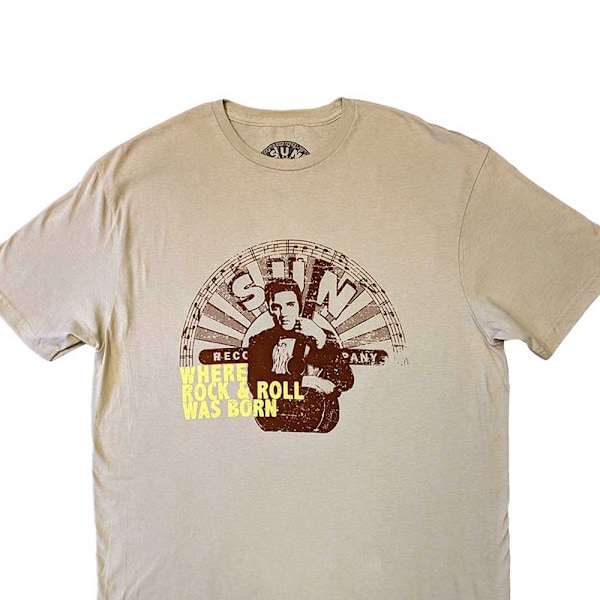 Elvis Presley Unisex Vuxen Where R&R Was Born Sun Records T-shirt Sand XL