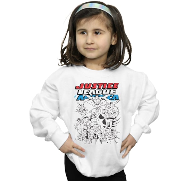 DC Comics Girls Justice League Mono Action Pose Sweatshirt 9-11 White 9-11 Years