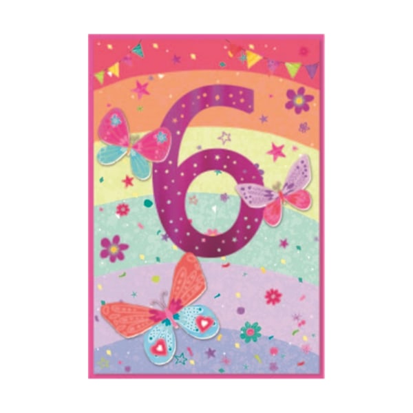 Simon Elvin Fjärilar 6-årsdag Grattiskort (6-pack) Pink One Size