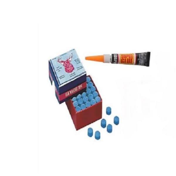 Elkmaster Läder Pool Cue Tips (Paket med 50) 9mm Blå Blue 9mm
