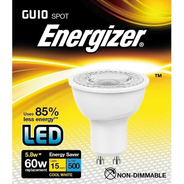 Energizer LED GU10 5,8w Cap glödlampslock Cool White One Siz White One Size