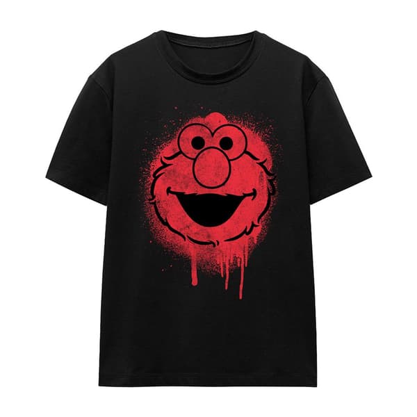 Sesamgatan Dam Spray Face Elmo Graffiti T-Shirt M Black M