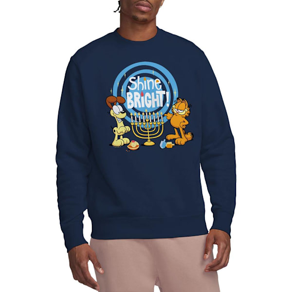 Garfield Unisex Vuxen Shine Bright For Hanukkah Odie Sweatshirt Navy M