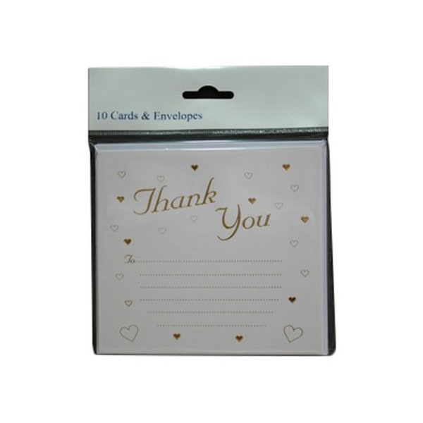 Tackkort för bröllop och kuvert med foliehjärtan (paket med White/Gold One Size