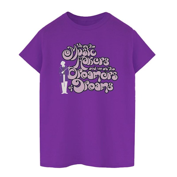 Willy Wonka Dam/Damer Drömmare Text Bomull Boyfriend T-Shir Purple M