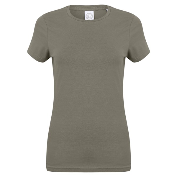 Skinni Fit Dam/Kvinnor Feel Good Stretch Kortärmad T-shirt Khaki S