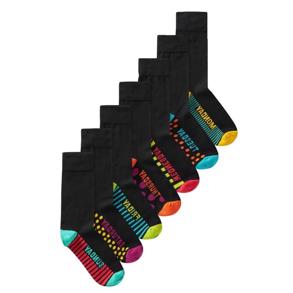 Ex Store Herrstrumpor i bomull för veckans dagar (7-pack) 6 UK-8 Multicoloured 6 UK-8 UK