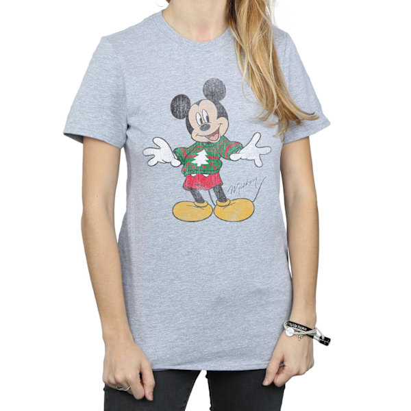 Disney Dam/Damer Mickey Mouse Jultröja Bomull Pojkvän Sports Grey S