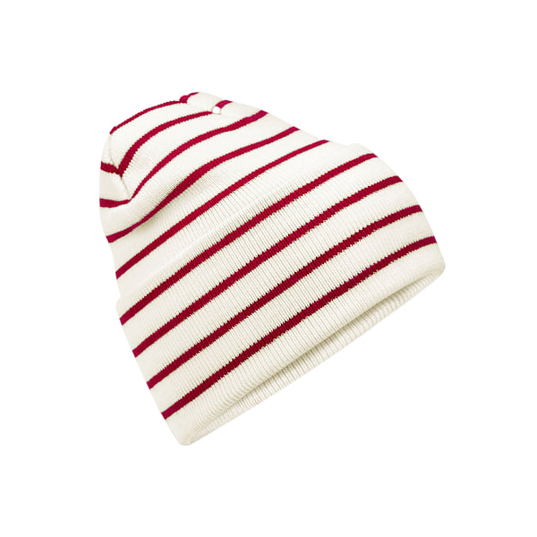 Beechfield Unisex Vuxen Original Randig Djup Manschett Mössa En Storlek Soft White/Classic Red One Size