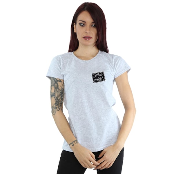 Marvel Dam/Kvinnor Captain Marvel Bröstlapp Bomull T-shirt Sports Grey XL