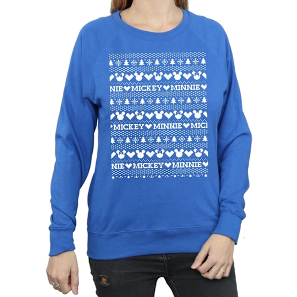 Disney Dam/Kvinnor Mickey Och Minnie Jul Fair Isle Tröja Royal Blue S