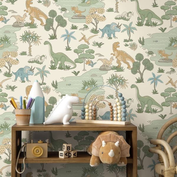 Holden Décor Dino Zoo Texturerad Tapet 10m x 53cm Kräm/Multi Cream/Multicoloured 10m x 53cm