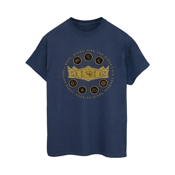 Game Of Thrones: House Of The Dragon Dam/Damer Gods Kings Fire And Blood Bomull Boyfriend T-Shirt M Marinblå Navy Blue M