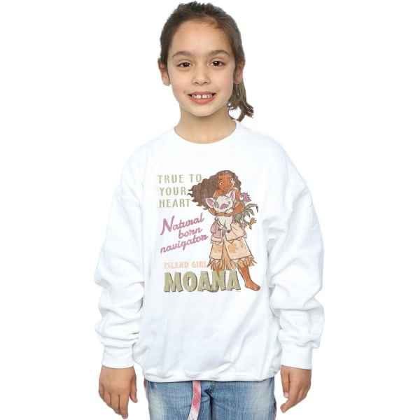 Disney Girls Moana Natural Born Navigator Sweatshirt 9-11 år White 9-11 Years